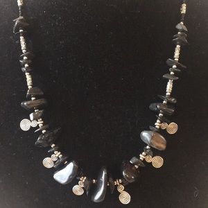 Moroccan necklace with Obsidian stone